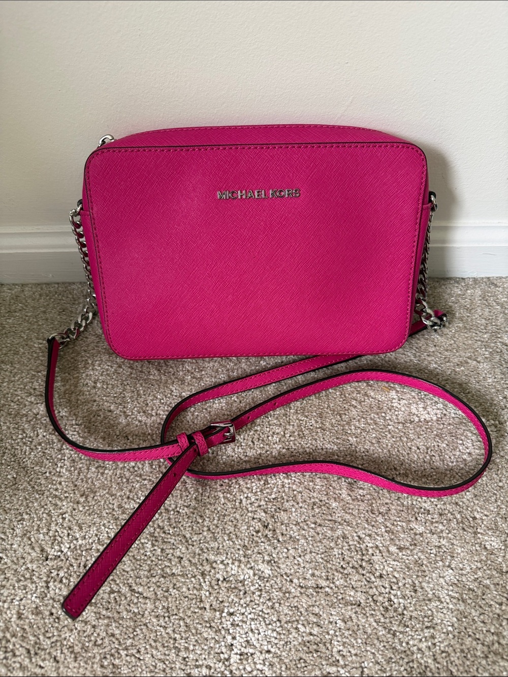Michael Kors Hot Pink Saffiano Crossbody Bag